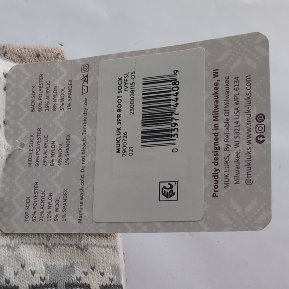 Muk Luks Womens 3-Pair Boot Socks Brown And Tan New Wool Blend 6-11 - Picture 3 of 4